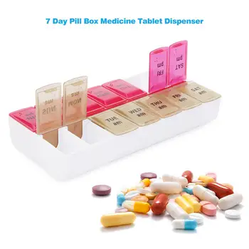

Mini Pill Box Organizer Tablet Holder 4 Row 7 Days Weekly Medicine Container Organizer Case for Diet Pills Box Storage Box