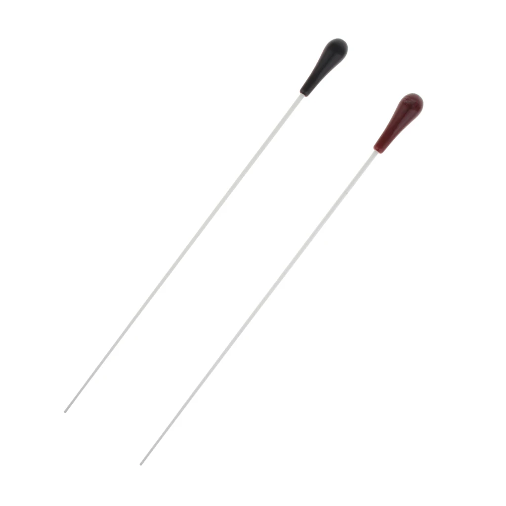 2 Pieces Conductor Wands Rod Resin Stick Handle 385mm Music Band Accessory, Black+ Red