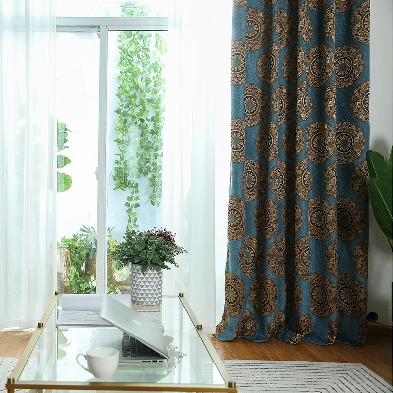 

New Chinese Chenille Jacquard Shading Curtains for Living Dining Room Bedroom.