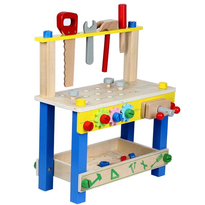 

New Style Youlebi Children Model Wooden Tool Table Lu Ban Chair Boy Toy Educational Play House Nut Assembly