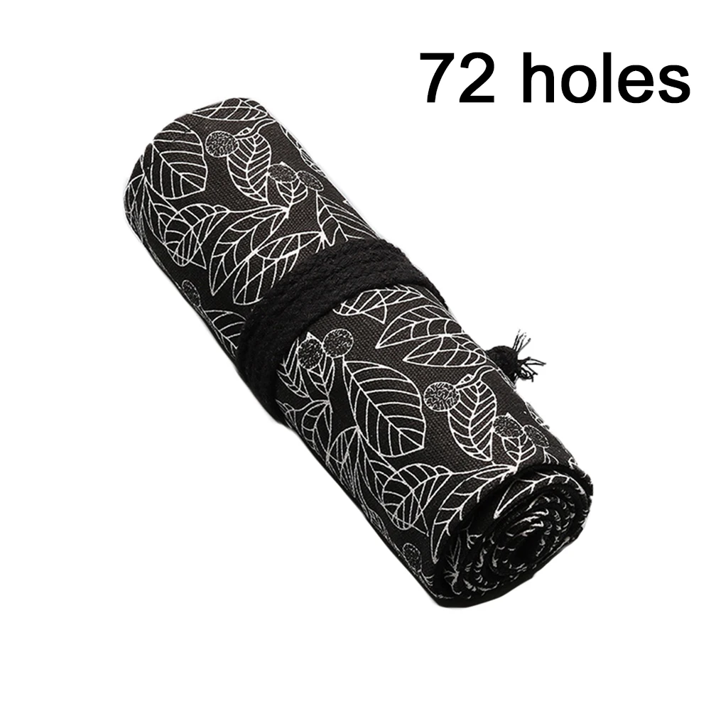 Pen Bag Cute Pouch Large Capacity School Pencil Case Student Canvas Stationery Leaf - Цвет: 72 Holes