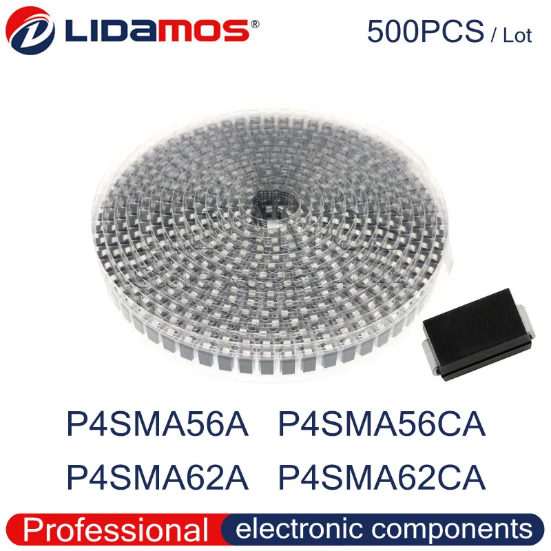 TVS P4SMA56A 56A P4SMA56CA 56C P4SMA62A 62A P4SMA62CA 62C SMA DO-214AC SMD подавление переходных диодов высокое