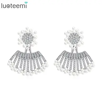

LUOTEEMI Brand Design Imitation Pearl Stud Earrings with Micro Cubic Zircon for Women Girls Fashion Jewelry Pendientes Gift