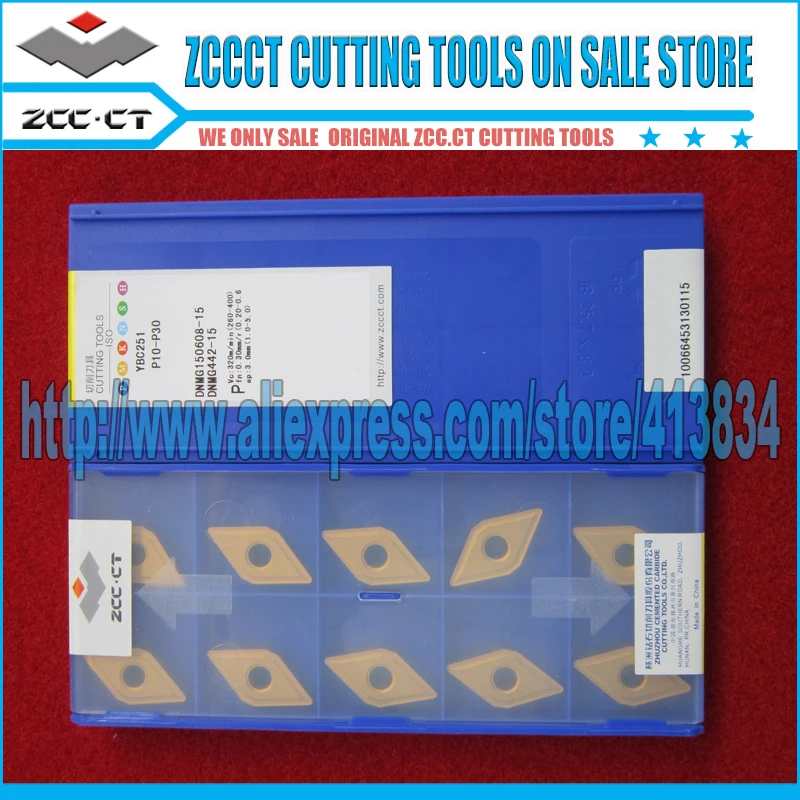 

10pcs ZCC.CT turning tool insert DNMG150608 -15 YBC251 zccct lathe tools DNMG 150608 15 cutter cnc inserts DNMG150608-15