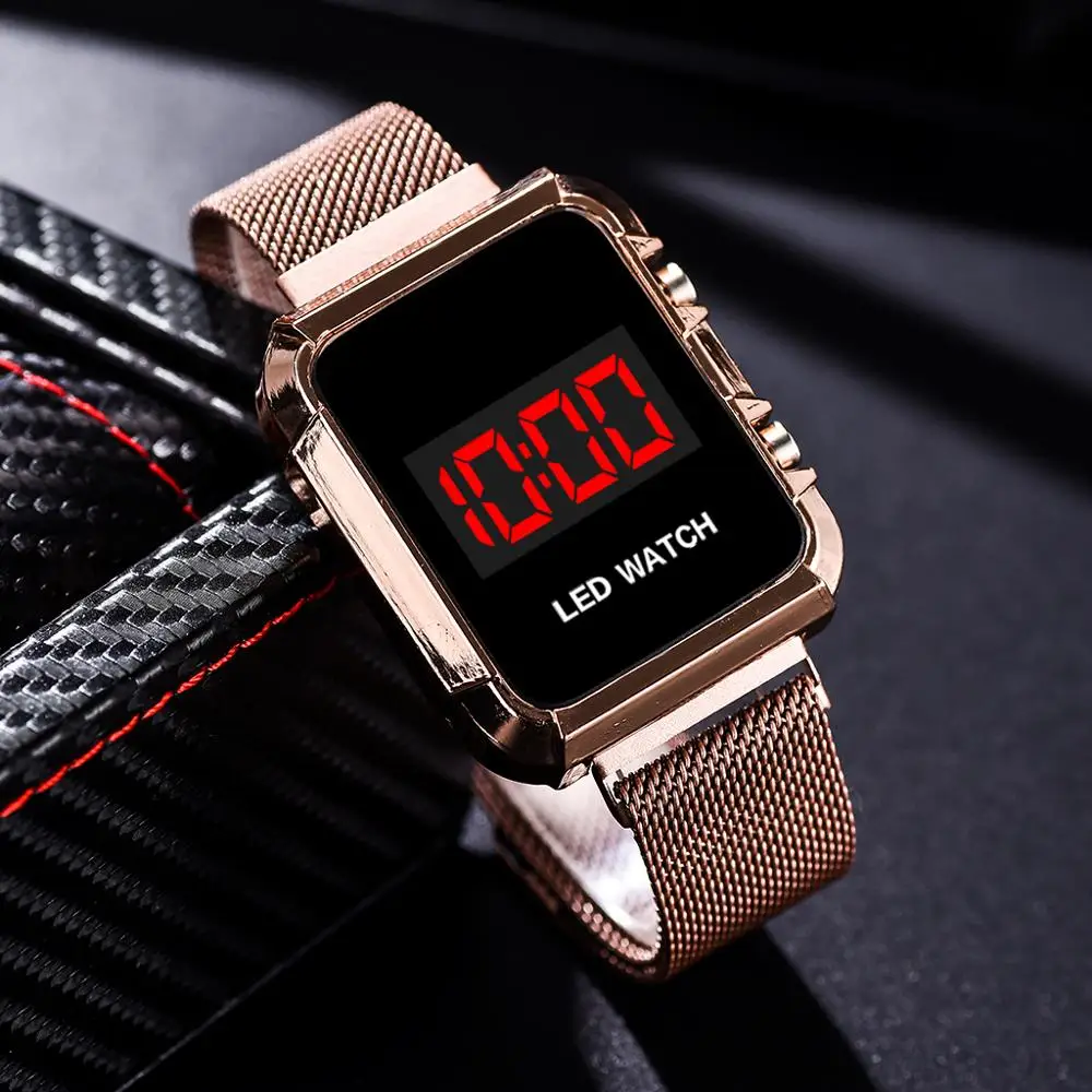 Fashion Women Electronic Sports Watch LED Watch Lady Wristwatch Alloy Mesh Watch Female Gifts Clock afbeelding