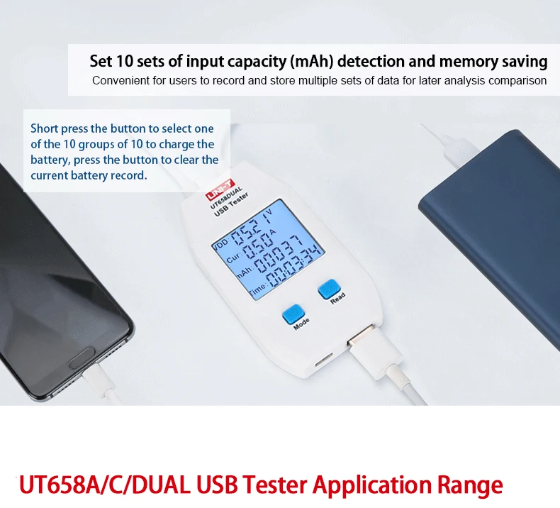 Uni-t USB тестер цифровой вольтметр Амперметр Напряжение тока Амперметр измеритель емкости доктор для Мобильный телефон планшет мощность