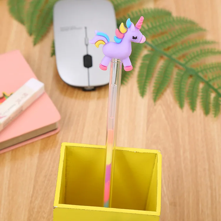 Милые стационарные гелевые ручки с блестками canetas coloridas unicorn cartoon canetas colorida материал escolar boligrafos caneta escolar - Цвет: Светло-серый