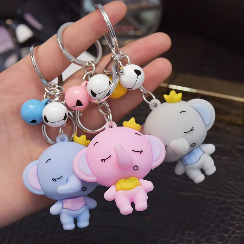 

2019 New Hot Anime Dumbo Keychain Cartoon Elephant Handmade Key Ring Girl Keyring Car Keyring Cartoon animal Key Chain