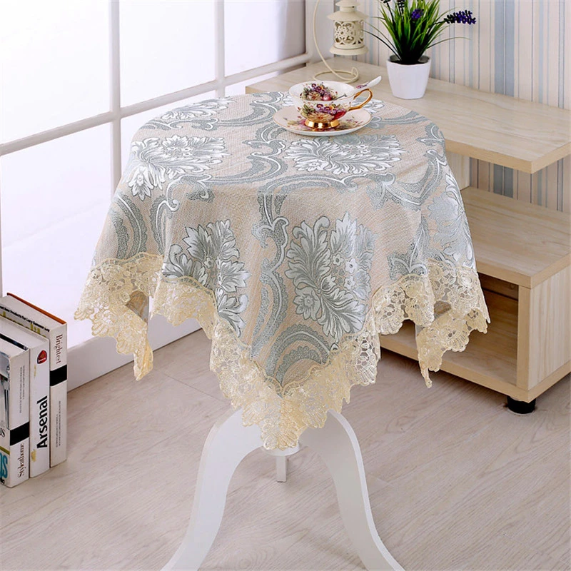  Cassical Square TableCloth Jacquard Satin Lace Dining Sofa Bedside Small Table Cloth Dustproof Cove