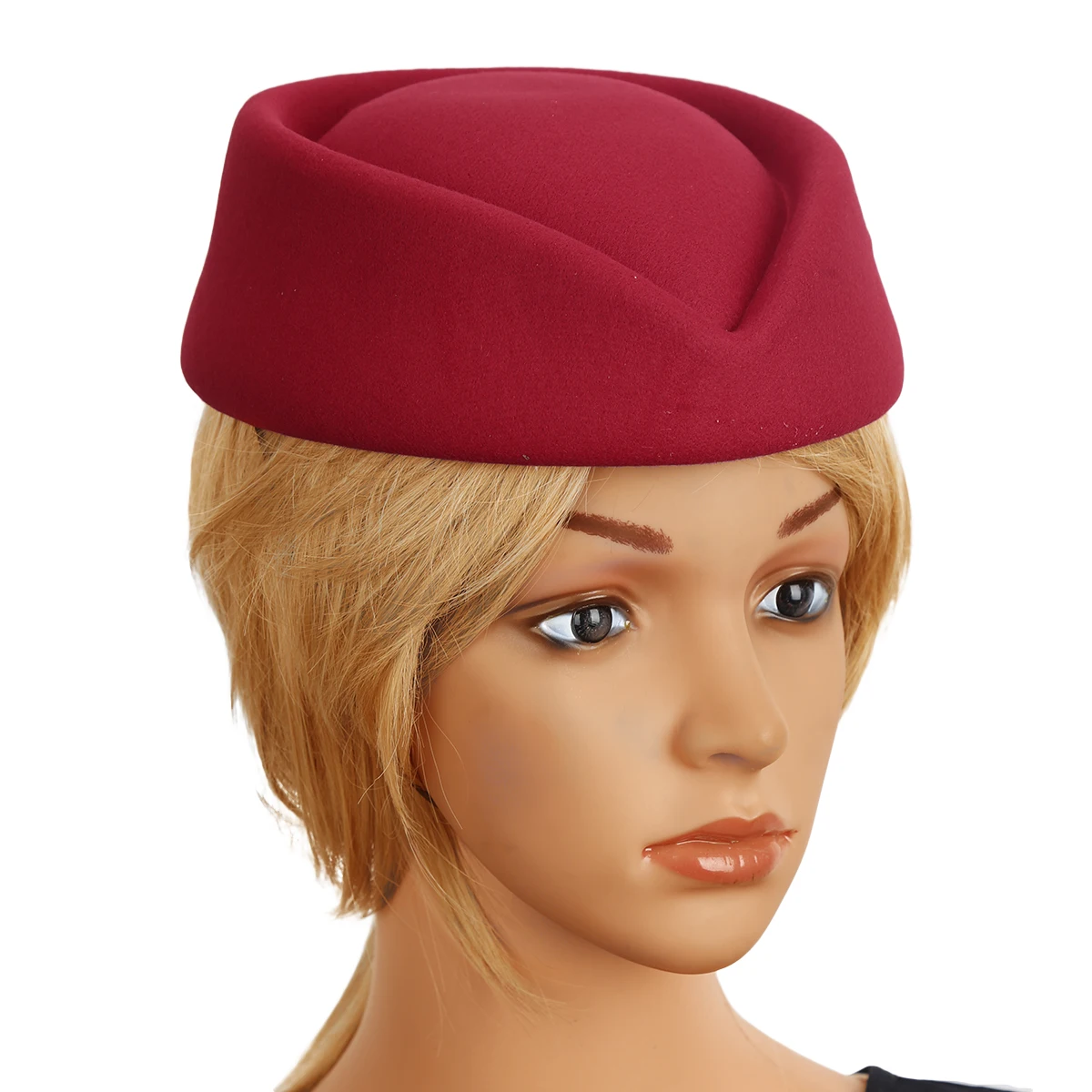 Имитация шерсти Войлок стюардесса воздушная стюардесса Pillbox Hat Millinery каплевидный чародей основа кепки для косплея костюм аксессуары
