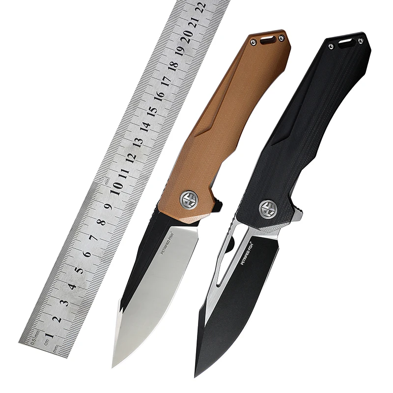 Petrified  fish original PF969 K110 steel blade folding knife G10 handle ceramic ball bearing titanium clip EDC hunting knives