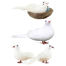Имитация голубя мира для свадьбы для торгового центра украшения дома садоводства костюм голубя(два белых голубя, одно гнездо