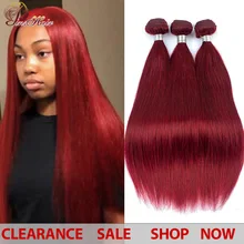 Pinshair 99J бордовый прямые волосы пряди 1/3 pcs бразильские волосы переплетения пряди красные человеческие волосы плетение наращивания на клипсах, не Волосы remy