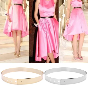 

Chic Women Lady Punk Thin Metallic Waistband Full Metal Mirror Skinny Waist Belt LX9E