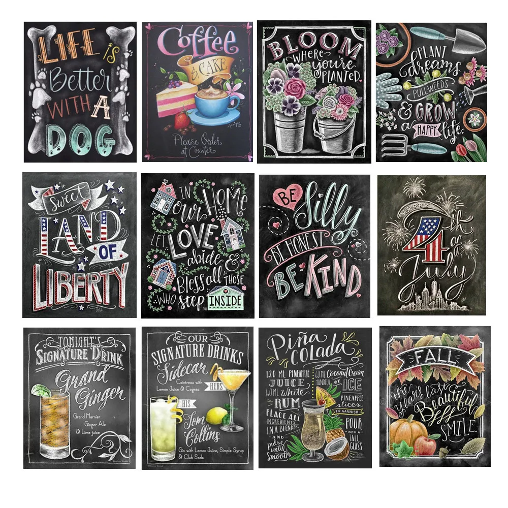 5d Diamond Painting Blackboard Report Round Diamond Full Diamond Diy 