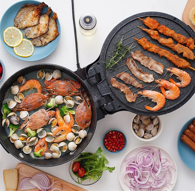 220V Home Electric Deep Frying Pan Non-stick Automatic Panceke Baking Pot Crepe Maker Household 2 Sides Heating