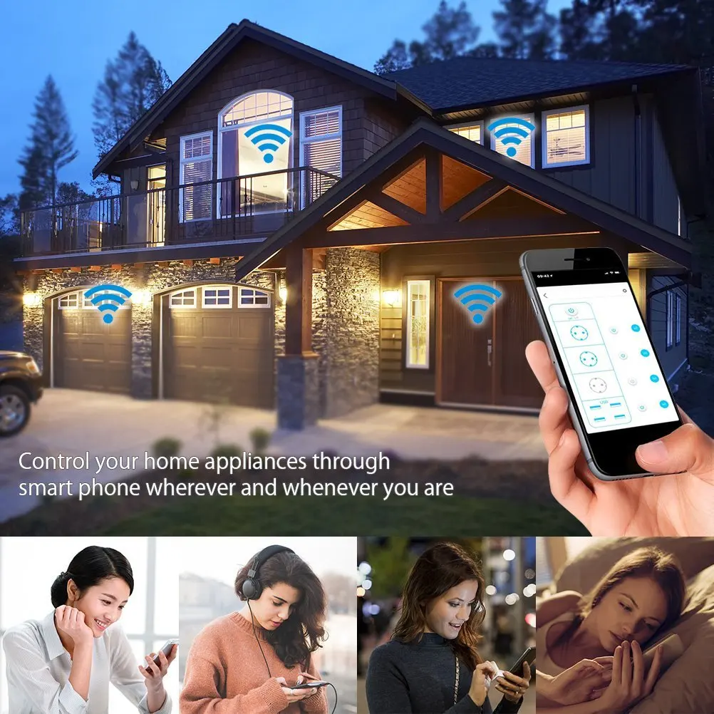 Умный Wifi сетевой фильтр защита от перенапряжения несколько гнезд 4 usb порта