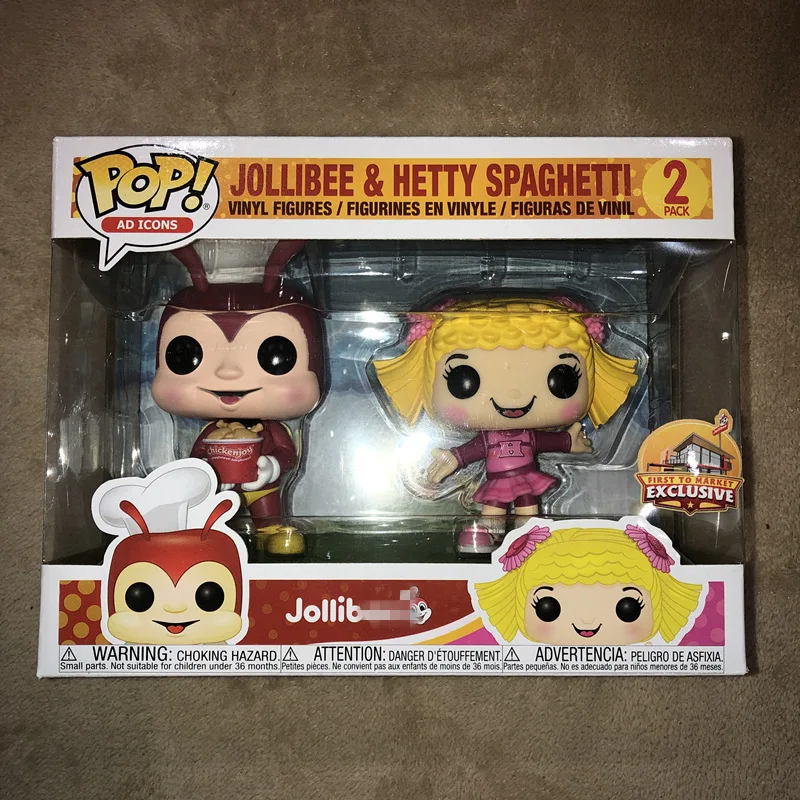 Эксклюзивный Funko pop AD CONS: Jollibee& Hetty Spaghetti 2 шт. в упаковке виниловые Фигурки Коллекционная модель игрушки с оригинальной коробкой