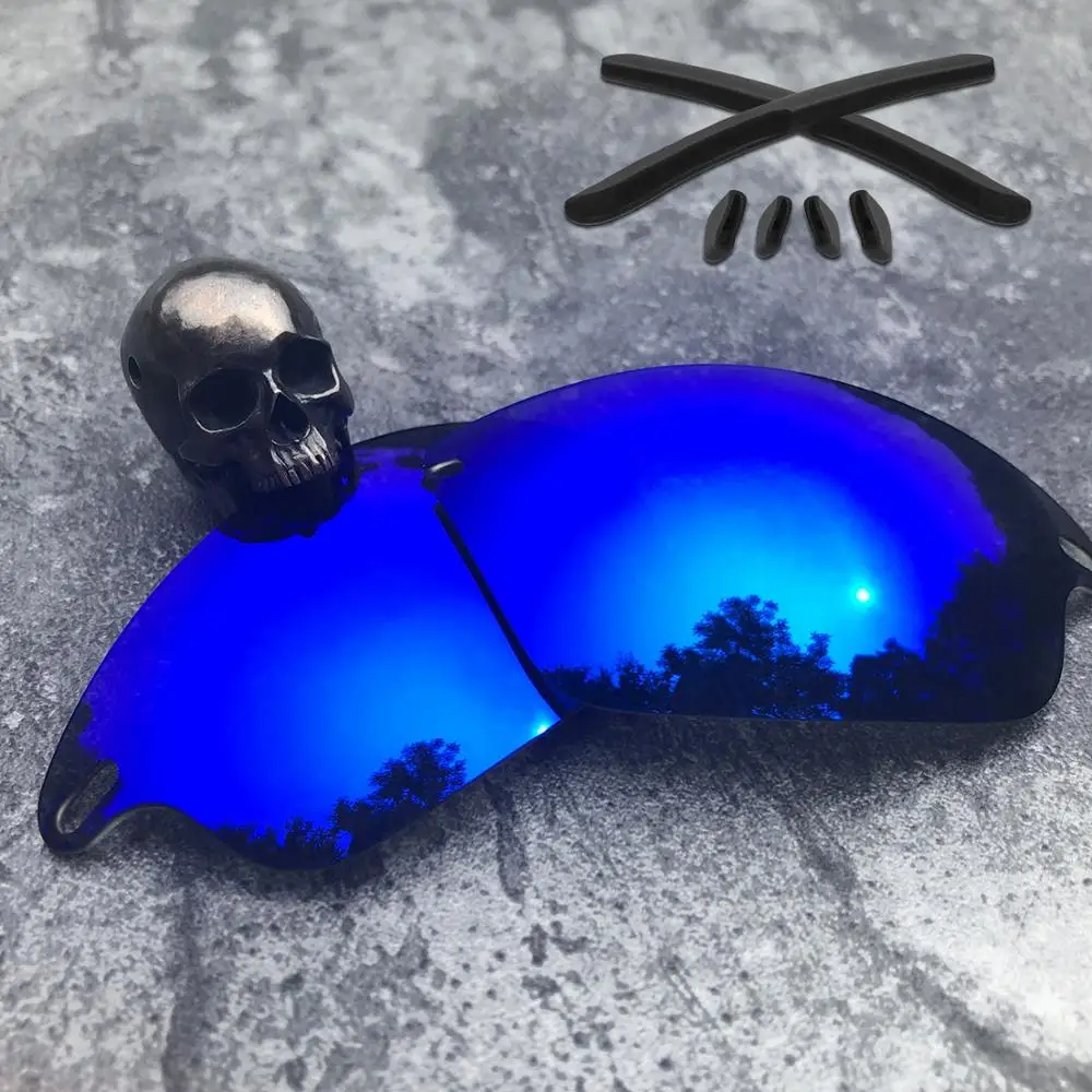 Deep Blue-Kit Firtox настоящие поляризованные Сменные линзы и носки с ушками и носоупоры для солнцезащитных очков-солнцезащитных очков ocley Fast Jacket OO9097(только линзы)-несколько - Цвет линз: Deep Blue-Kit