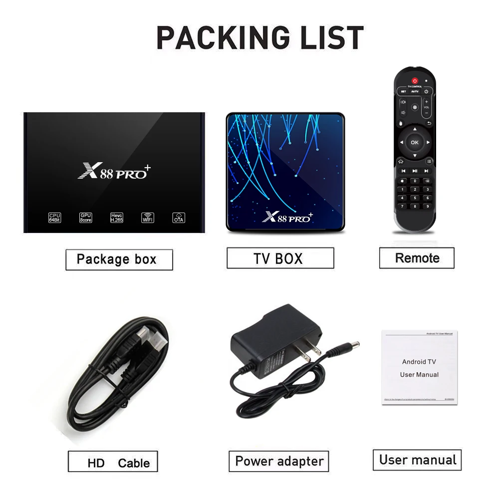 X88 PRO Plus Octa Core Android 9.0 TV Box 4GB 128GB Rockchip RK3368PRO 4K Youtube Netflix 4GB RAM 3