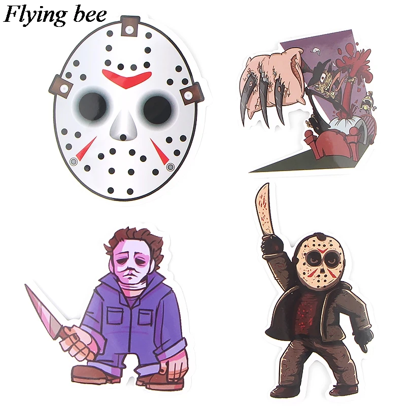 Flyingbee 35 шт. серия ужасов Jason Voorhees стикер Freddy Krueger наклейка s для DIY багажа Стикеры для автомобиля ноутбука наклейки X0633