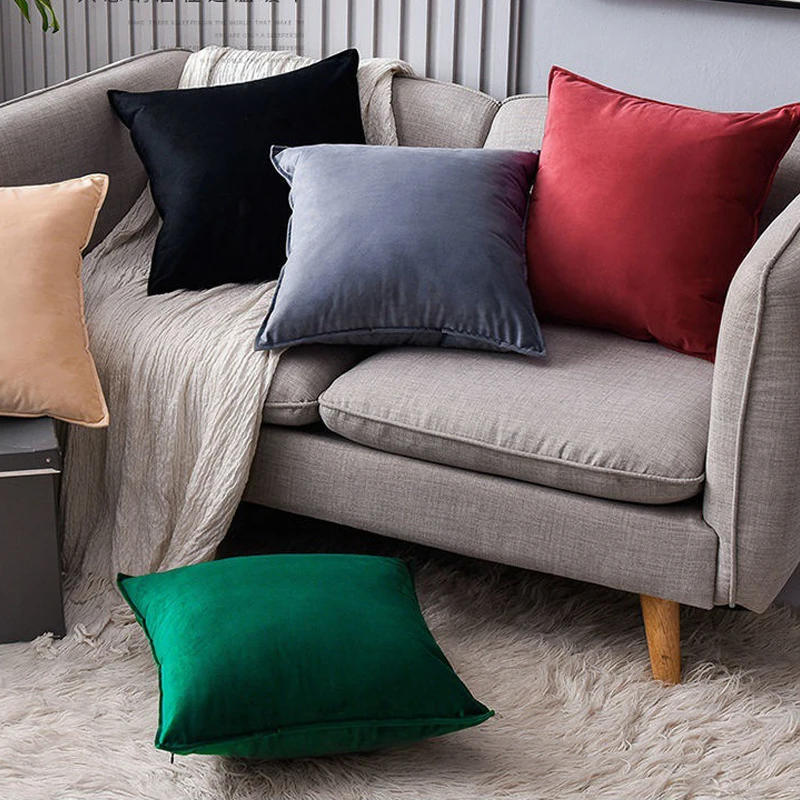 40x40/45x45/50x50cm Solid Cushions Home Decorative Throw Pillows Green Wine Sliver Grey Purple for Sofa Couch Bedroom | Дом и сад