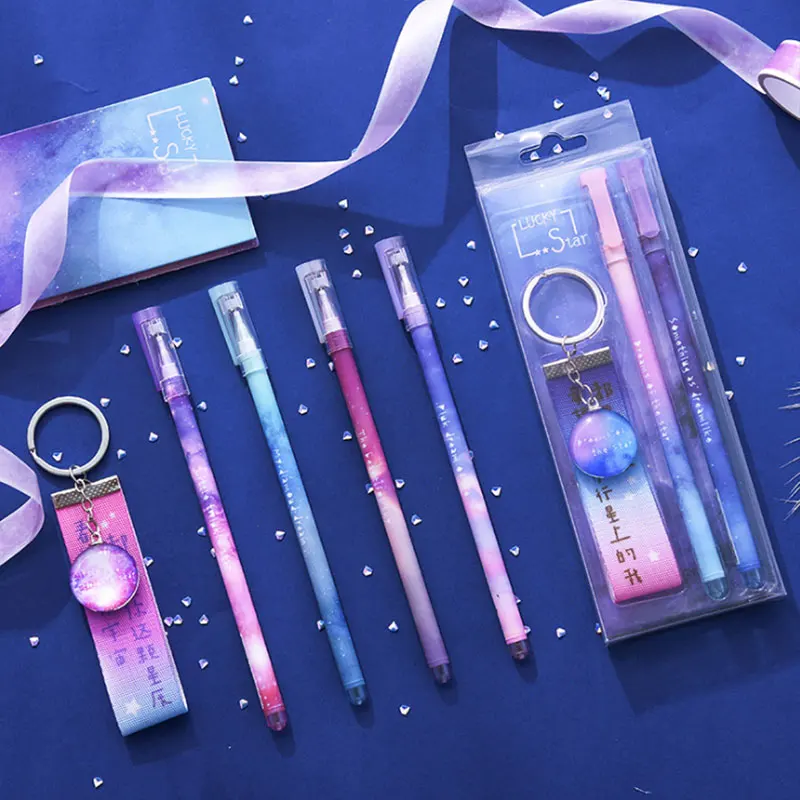 

6 Pcs Gel Pen Stationery Creative Constellation Couple Pen 2 Only Black Gel Pen 0.5mm Black Pen Kawaii Office / School Supplies