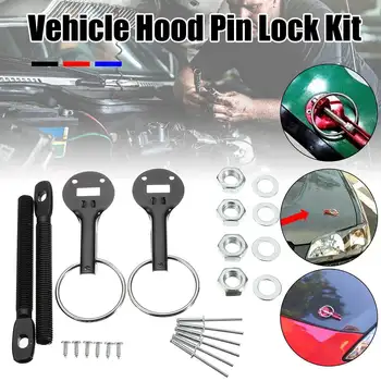 

Black/Red/Blue Universal Alloy Racing Car Vehicle Bonnet Hood Fasten Pin Pins Lock Latch Mount Kit For Honda For Ford For BMW