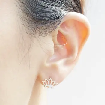 

SMJEL 30pcs-S021 Fashion Jewelry Cute Tiny Lotus Stud Earrings for Women Wholesale Flower Earings Gifts