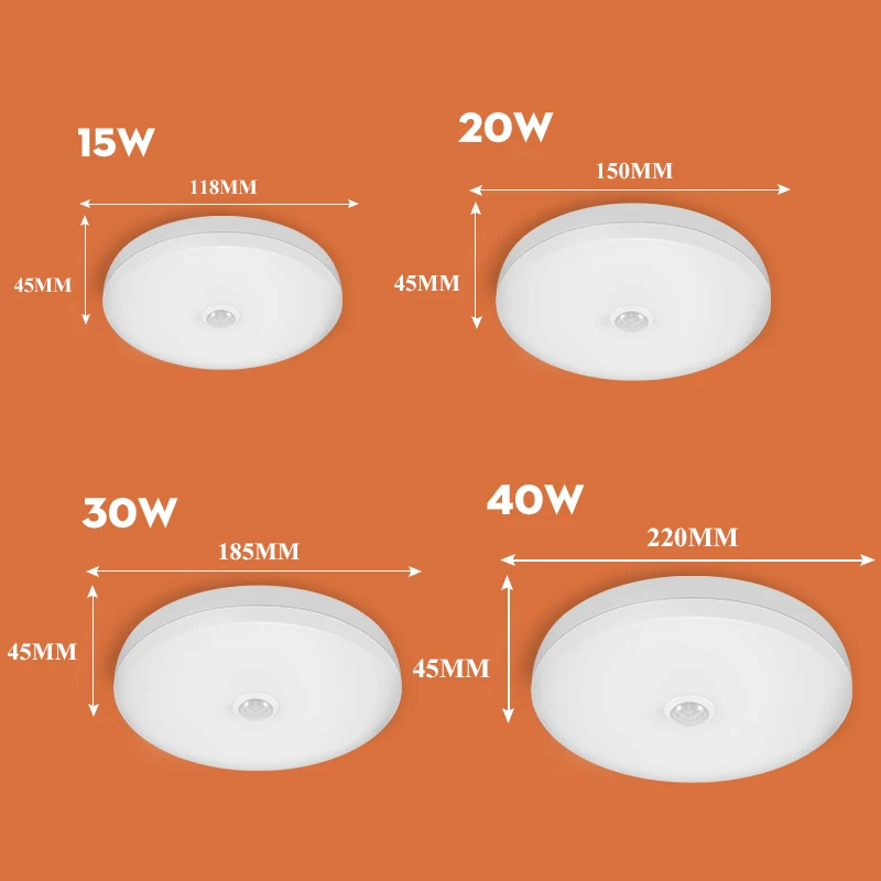 LED Lamp with Motion Sensor Ceiling Lights PIR Night Light Sensor Wall Lamps 110V 220V 18W 15/20/30/40W for Home Stairs Hallway night light lamp