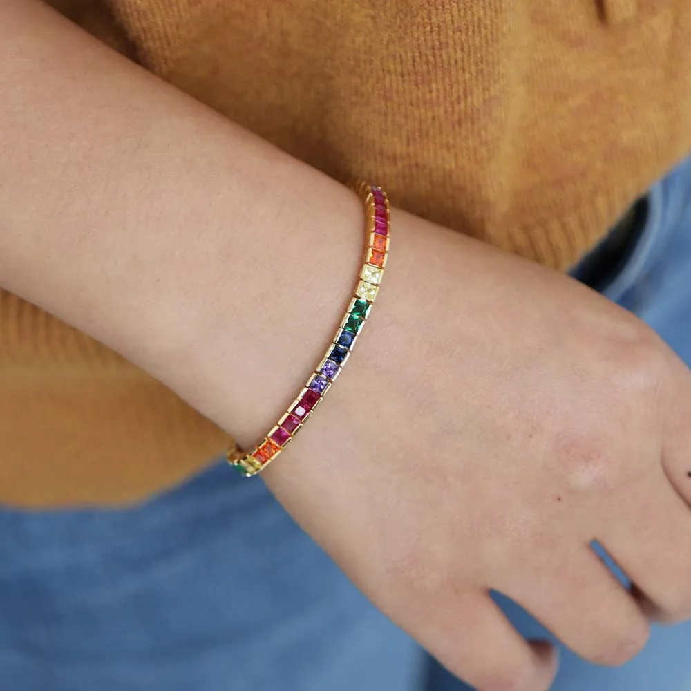 Модный Ювелирный браслет смешанный разноцветный квадратный из бисера CZ