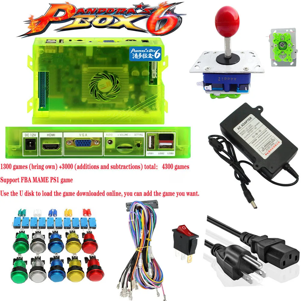 Pandora box 6 1300 в 1 Diy usb джойстик аркадная кнопка переключатель аркадный кнопки