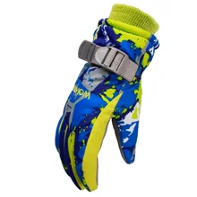 Детские Водонепроницаемые спортивные перчатки из полиэстера для велоспорта с регулируемой пряжкой, лыжные перчатки, сохраняющие тепло, зимние противоскользящие ветрозащитные эластичные перчатки для альпинизма