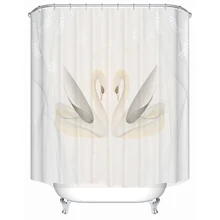 Simple geometric swan polyester printed waterproof shower curtain bathroom partition curtain factory direct sales c20 id waterproof direct factory card