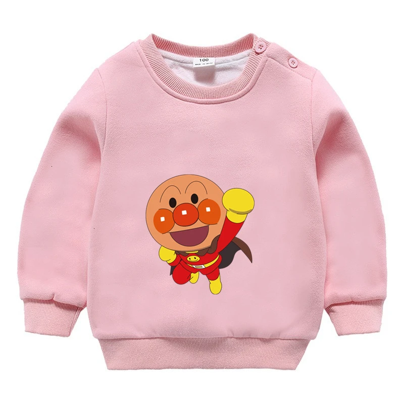 От 3 до 9 лет аниме Anpanman плюс бархатный свитер для мальчиков и девочек смешной Сращивание Цвет ребенок o-образным вырезом Топы Дети мультфильм ребенок - Цвет: as picture