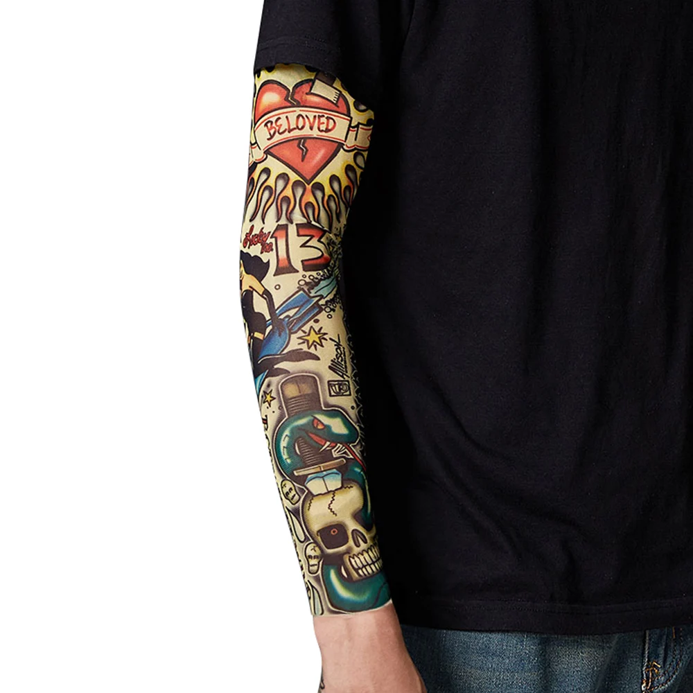 Новая мода татуировки рукава руки грелка унисекс УФ Защита наружная Временная поддельная Татуировка рукав грелка рукав Mangas D40