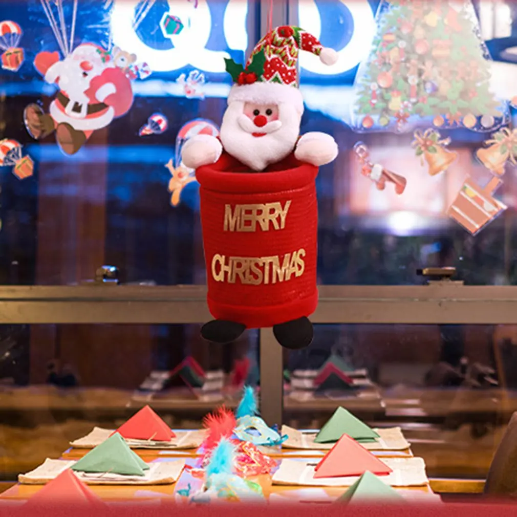 Christmas Creative Cartoon Snowman Santa Claus Doll Holding Trash Can Storage Bag Christmas Decorations Doll Household