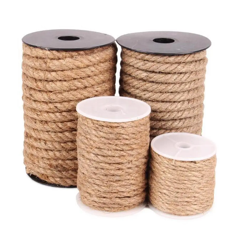 10M Natural Sisal Rope For Cat Climbing Frame DIY Hand-Made 4-10MM Jute Rope Lamp Decoration Binding Hemp Ropes Packaging