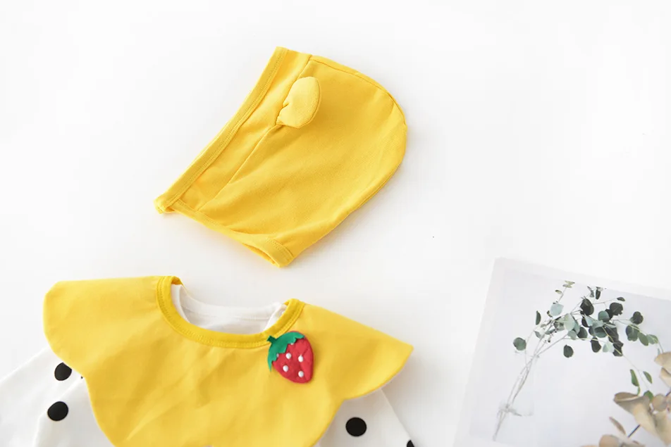 Autumn Baby rompers Little Girl Doll Collar, Removable Triangle Long Sleeve Climbing Suit+HatNewborn Girl Romper One Piece