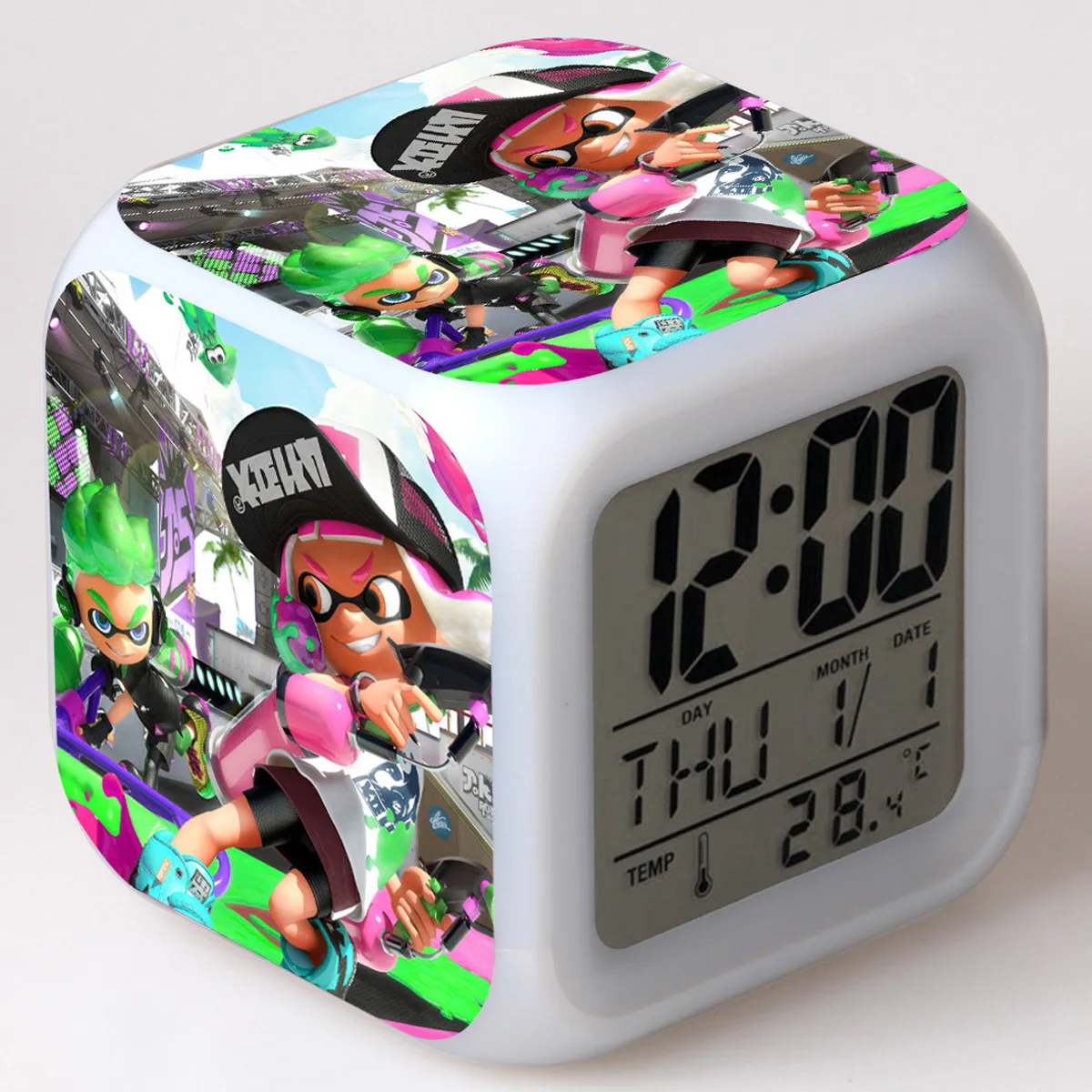 04 Splatoon мультфильм игрушки Детский будильник светодиодный Цвет Изменение цифровые часы настольная ночь Пробуждение свет светящийся подарок электронный Reveil - Цвет: 04