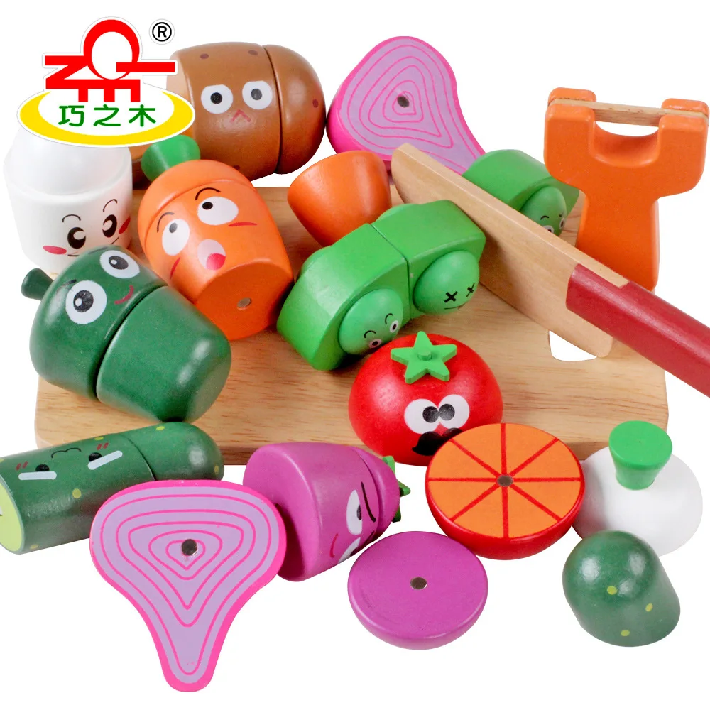QZM& Vegetable Kingdom Expression деревянный качественный режущий Магнитный детский игрушечный домик для родителей и детей