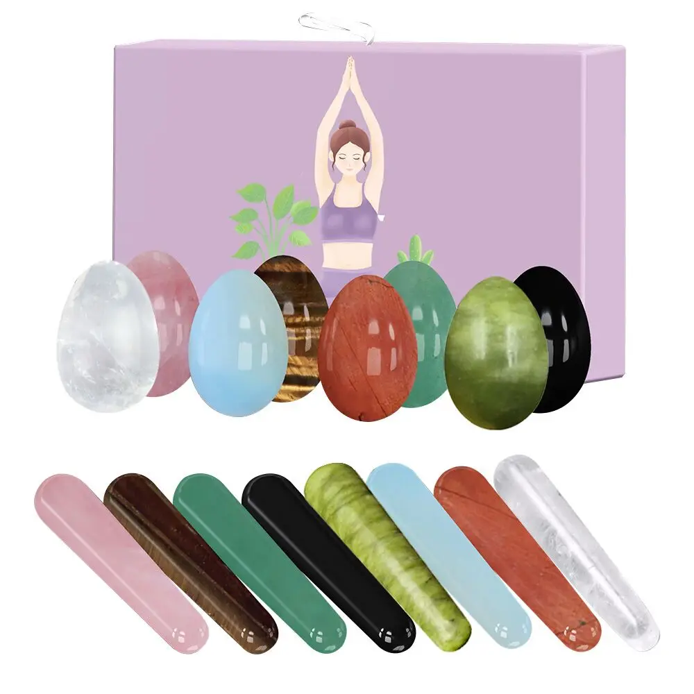 

Rose Quartz Jade Yoni Egg Set Vaginal Tightening Kegel Exerciser Natural Stone Crystal Yoni Wand Feminine Hygiene Kegel Ball