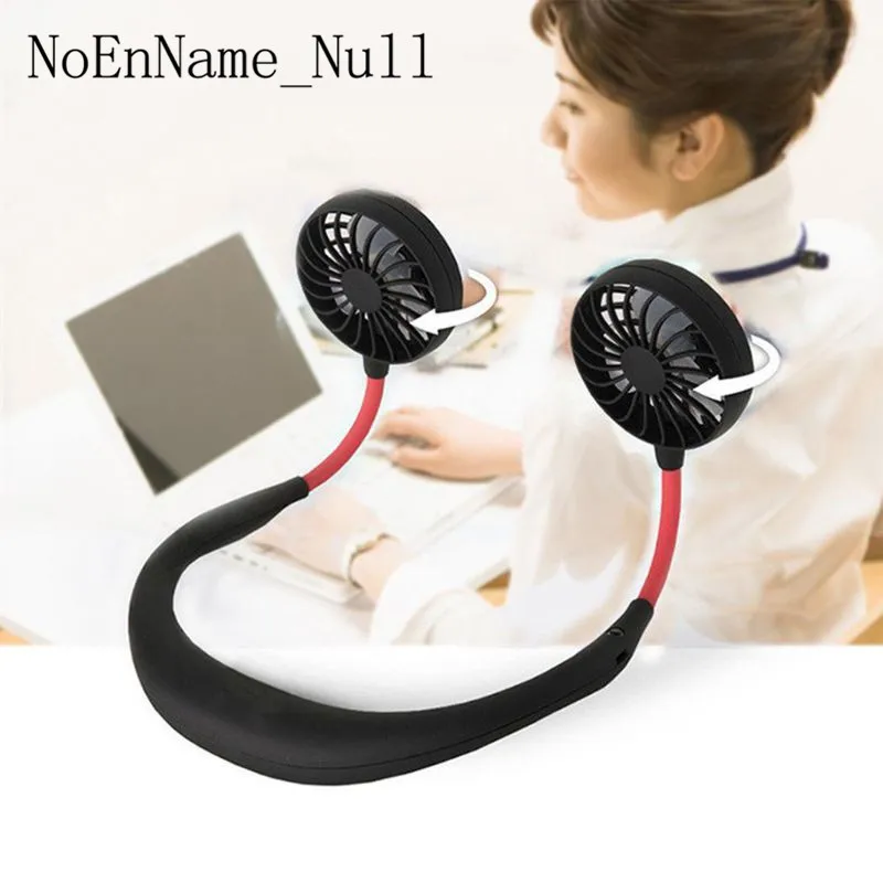 Hands-free шейный ремешок Hands-Free подвесной USB Перезаряжаемый двойной вентилятор мини воздушный охладитель летний Портативный Смарт