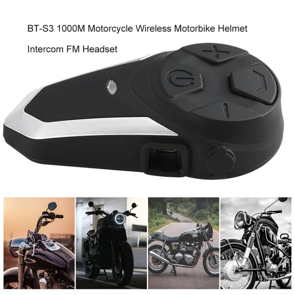 BT-S3 1000 м мотоцикл BT домофон мотоциклетный шлем беспроводной Bluetooth домофон гарнитура с fm-радио портативный мини домофон