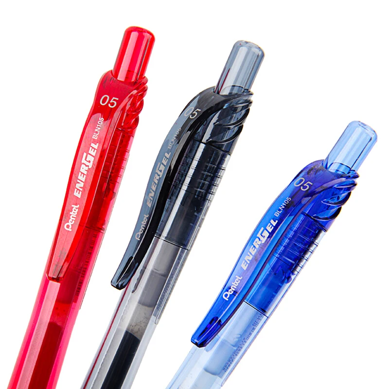 Japan Pentel BLN-105 Quick-drying Gel Pen 0.5 Needle Tip Blue Red Black Ink Pens Business Office Sign Pen Japanese Stationery