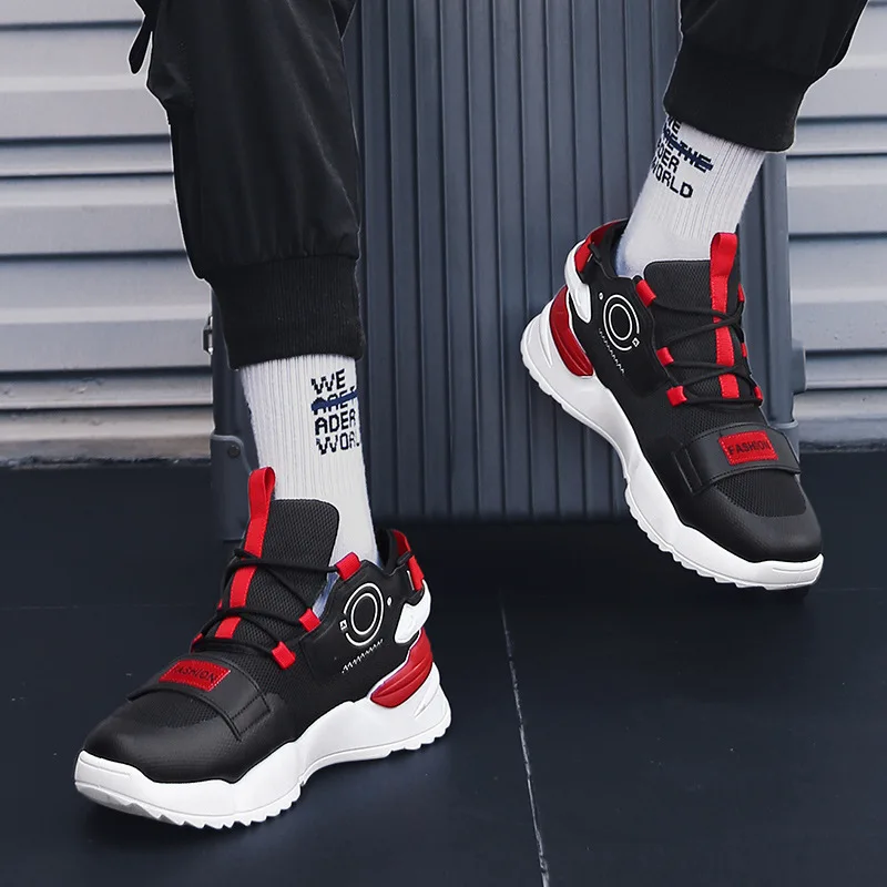 

2019 Autumn New Style Fly Woven MEN'S SHOES Mid-top Lace-up Mesh Shoes Korean-style Men Athletic Shoes Casual Versatile Trendy S
