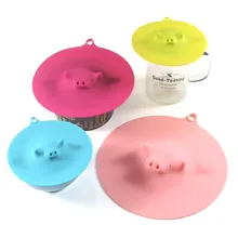 1 шт Силиконовая крышка для чашки с изображением поросенка из мультфильма Пылезащитная Герметичная крышка для чашек с изоляцией конфетных цветов многоразовые чашки уплотнительная крышка