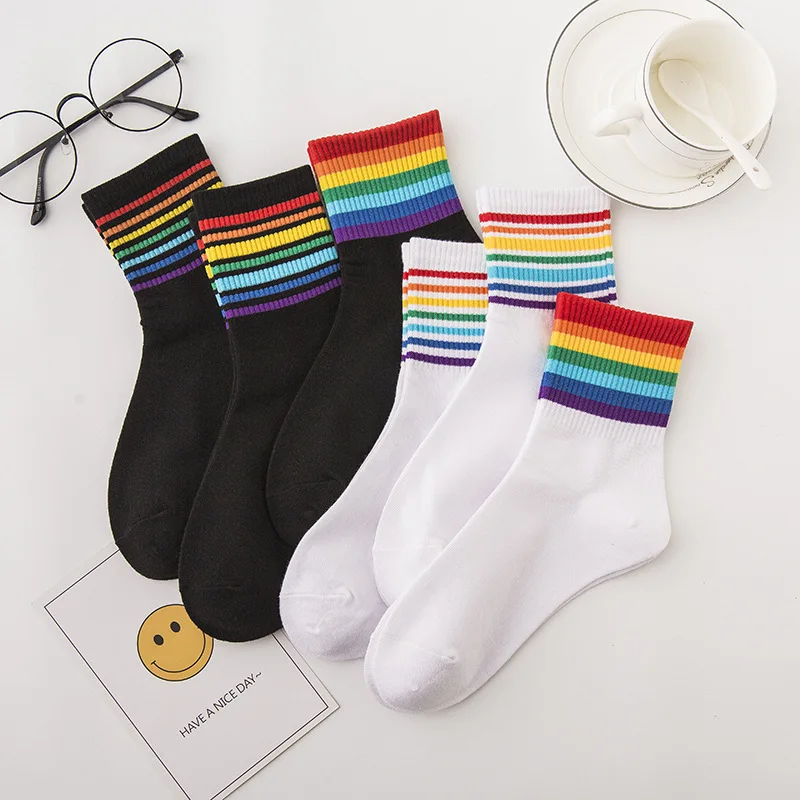 

New Striped Women Socks Spring Breathable Student Cotton Socks Fashionable Beautiful Ladies Socks