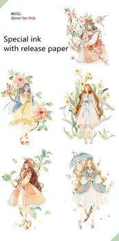 

95mm*3m Lovely Girl Flower Fairy decoration washi Tape DIY Diary scrapbooking masking tape with release paper No round label