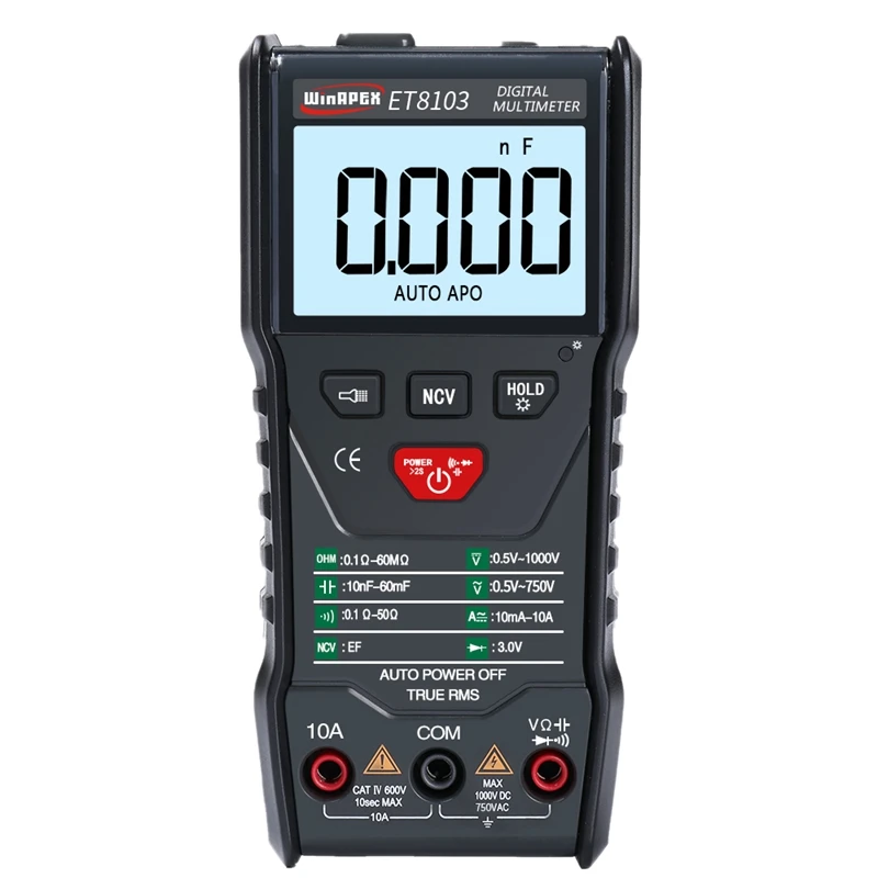 BMBY-Winapex Et8103 цифровой мультиметр тестер 3 5/6 мини мультиметр Ac Dc 6000 True Rms цифровой вольтметр 1000 в 10 А Карманный мульти